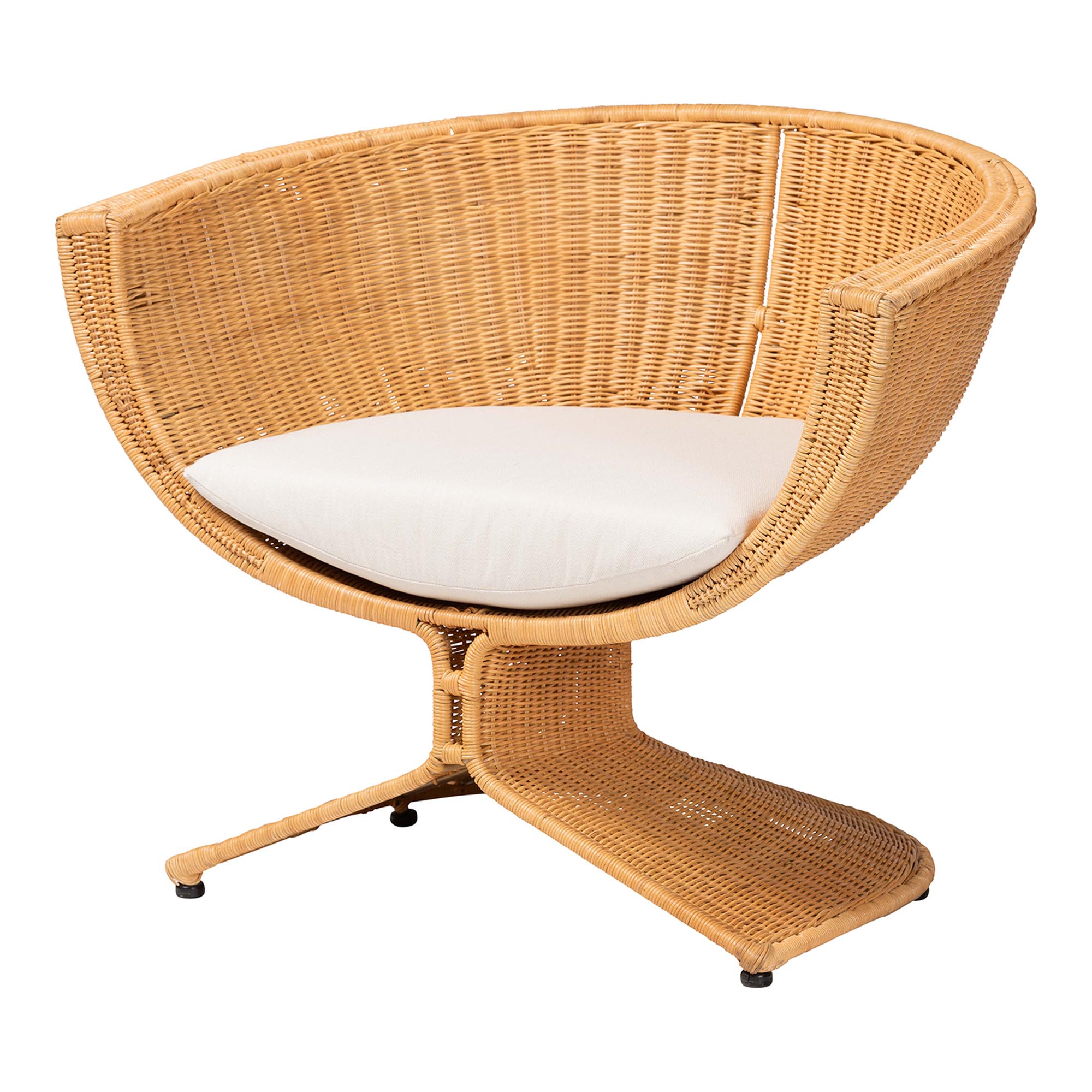 bali & pari Reya Natural Rattan Lounge Chair - Handwoven Wicker Accent Seating with Pedestal Base for Modern Boho, Coastal, or Tropical Living Room Spaces Affordable modern furniture in Chicago, classic living room furniture, modern accent chair, cheap accent chair